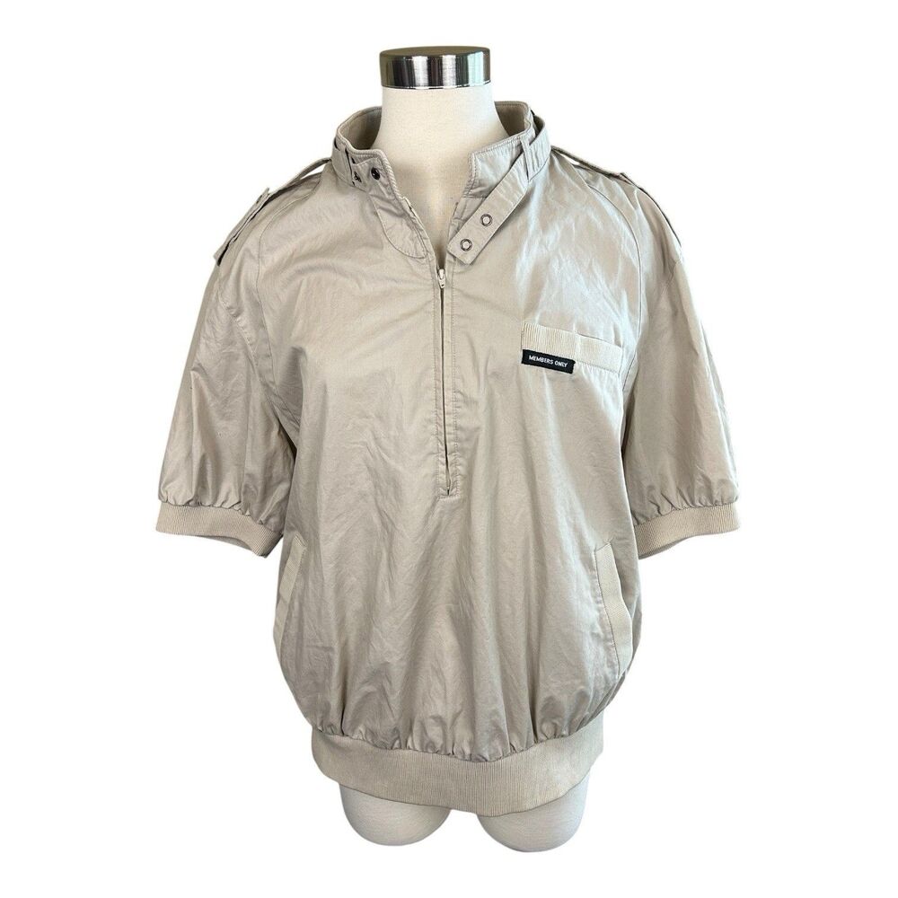 Members Only Sporting Team Short Sleeve Racer Jacket Tan Sz 1X